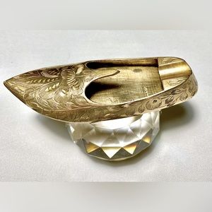 Vintage Etched Brass Sultan's Slipper
Ashtray - Made in India Collectible